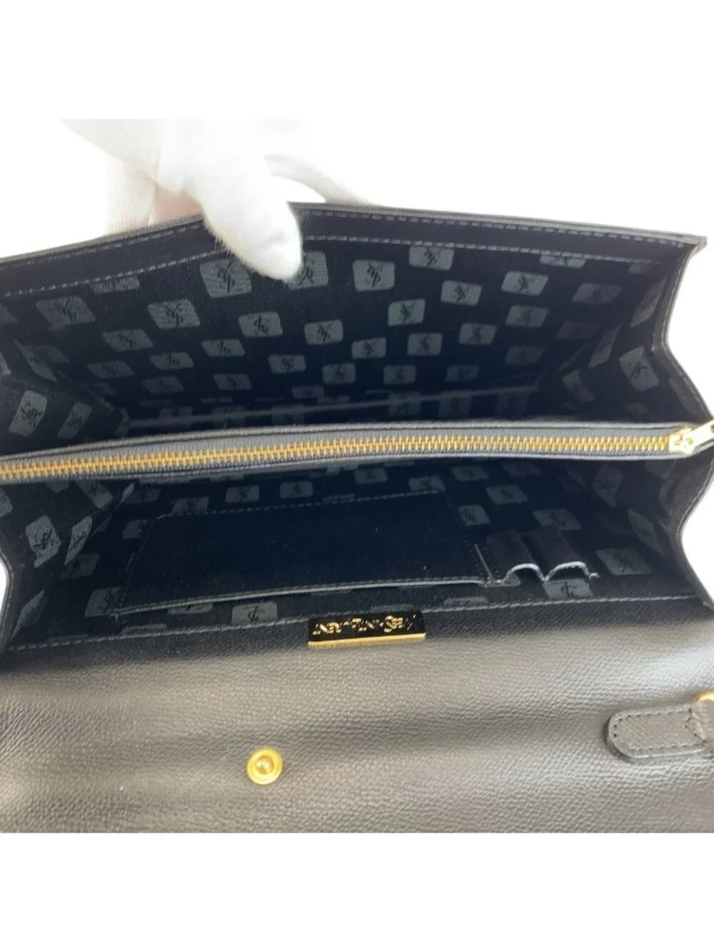 Saint Laurent Yves Vintage YSL Black Gold Clutch - Picture 8 of 9